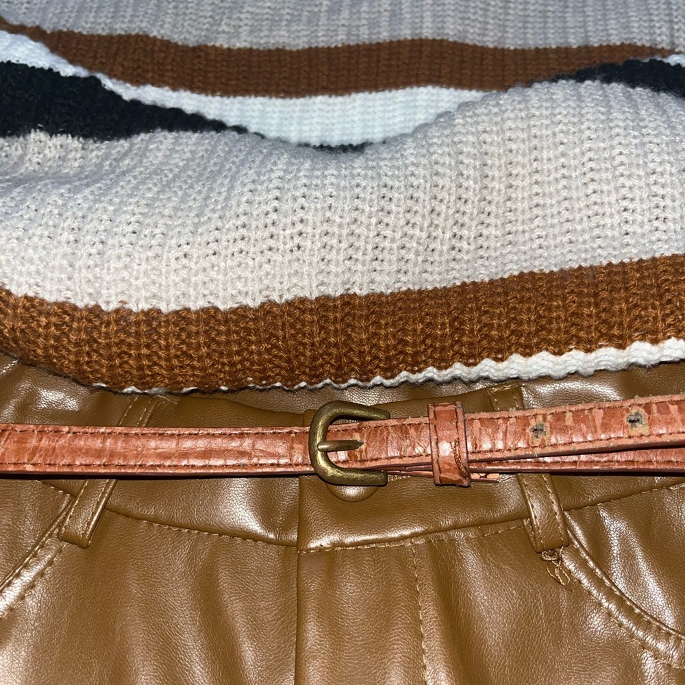 brown fake leather pants